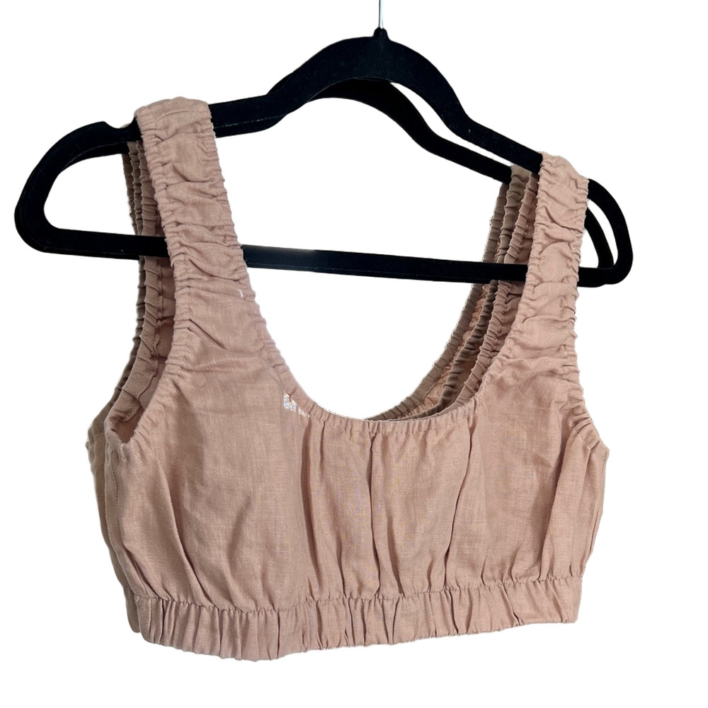 OZMA Dusty Rose Ruched Crop Top